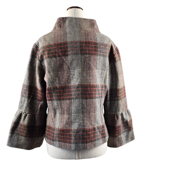 Live a Little Jacket Womens Medium Plaid Preppy Autumn Wardrobe Essential Blazer - Picture 15 of 16